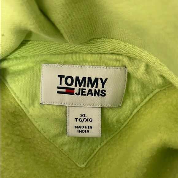 Tommy Hilfiger Lime Green Hoodie Vintage - Picture 2 of 3